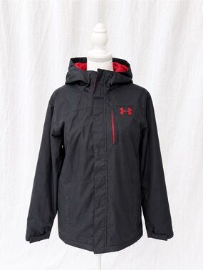 Under Armour dark Grey Jacket with Red Accents Hood